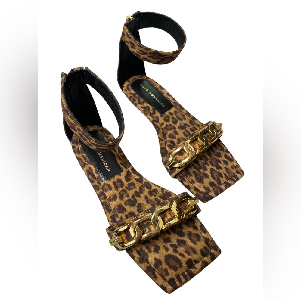 Good American | Size 6.5 Leopard Print‎ Square Toe Sandal